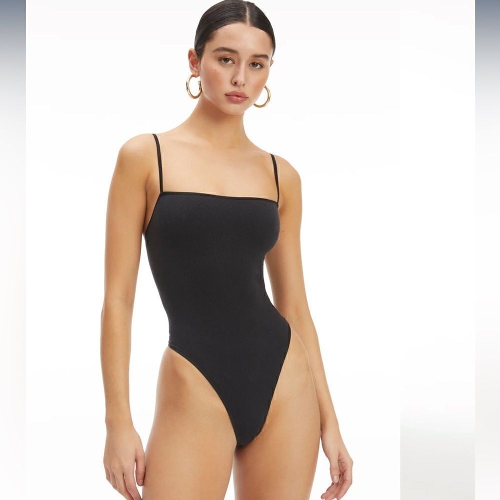 Good American Seamless Skinny Strap Bodysuit in Black, Size 3XL (6) NWT